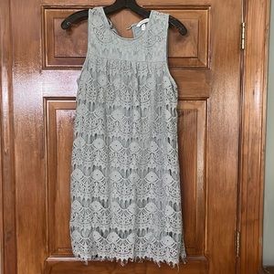 Sage green lacy sleeveless dress